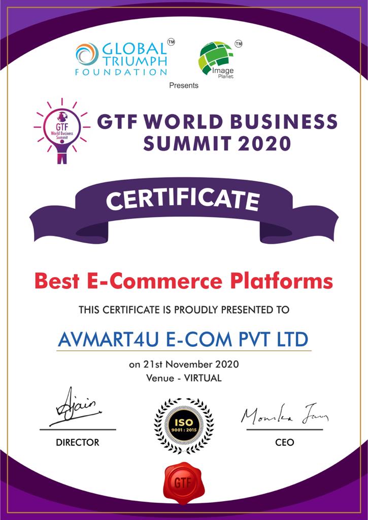 GTF World Business Summit 2020 Announce: AVmart4u is the best E-commerce Platform under Start up category